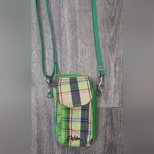 Dakine Green Plaid Crossbody Wallet